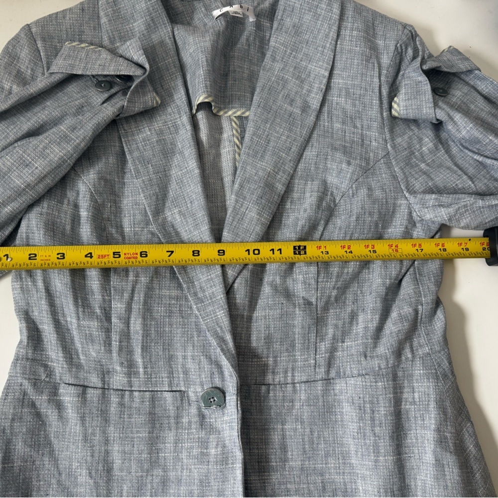 CAbi Breasted Beachwalk One Button Blazer Linen Blend Textured Blue Women’s 10 - Picture 9 of 12
